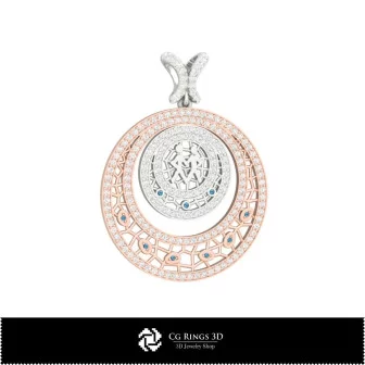 3D Women's Gemini Zodiac Pendant Home, Jewelry 3D CAD, Pendants 3D CAD , 3D Zodiac Pendants