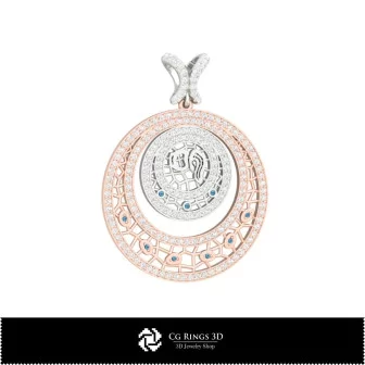 3D Women's Aquarius Zodiac Pendant Home, Jewelry 3D CAD, Pendants 3D CAD , 3D Zodiac Pendants