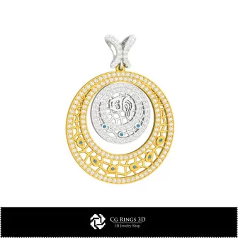 3D Women's Aquarius Zodiac Pendant Home, Jewelry 3D CAD, Pendants 3D CAD , 3D Zodiac Pendants