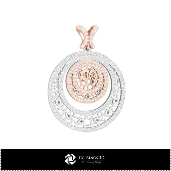 3D Women's Aquarius Zodiac Pendant Home, Jewelry 3D CAD, Pendants 3D CAD , 3D Zodiac Pendants