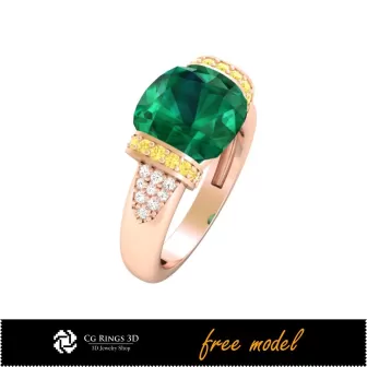 Anillos con gemas 3D - Modelo 3D gratuito para hogar, anillos con gemas preciosas 3D, joyería 3D CAD, joyería 3D gratuita,