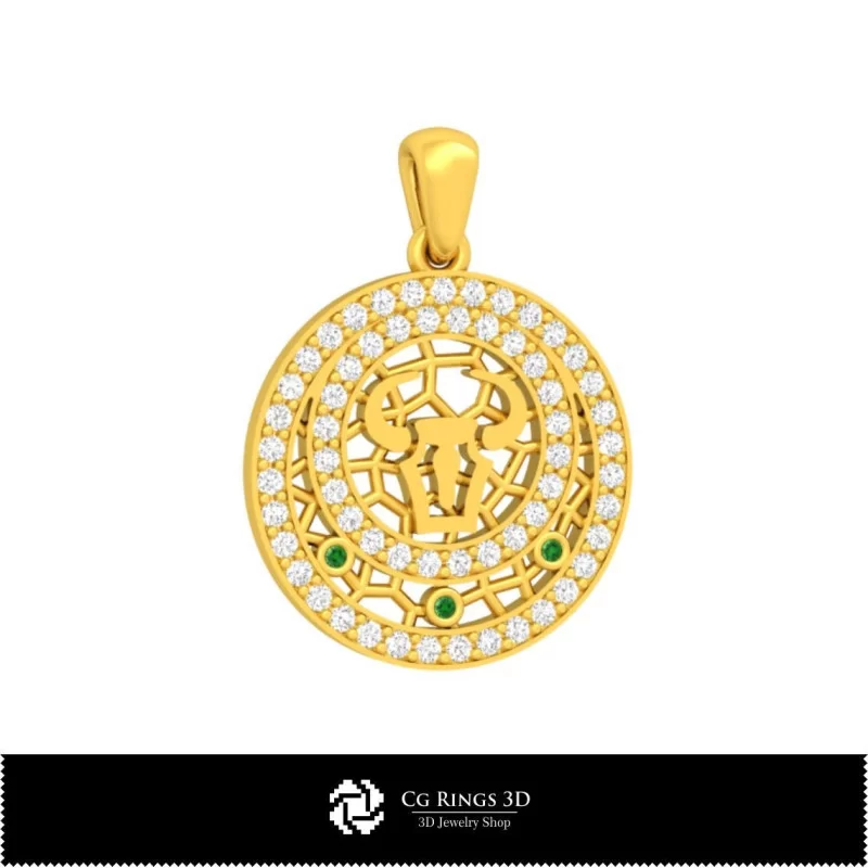 3D Taurus Zodiac Children Pendant Home, Jewelry 3D CAD, Pendants 3D CAD , 3D Zodiac Pendants, 3D Children Pendants