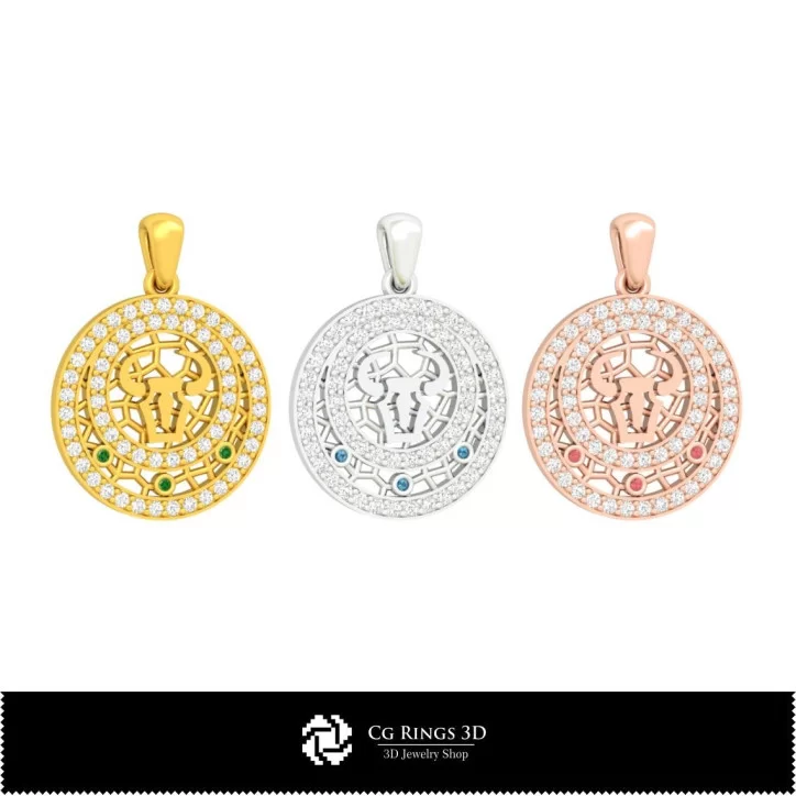 3D Taurus Zodiac Children Pendant