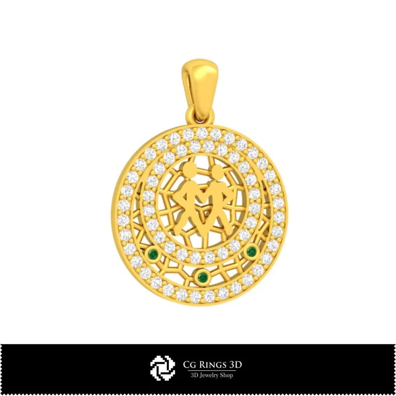 3D Gemini Zodiac Children Pendant Home, Jewelry 3D CAD, Pendants 3D CAD , 3D Zodiac Pendants, 3D Children Pendants