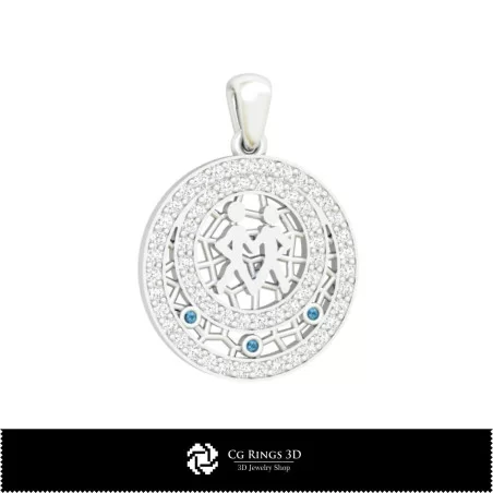 3D Gemini Zodiac Children Pendant