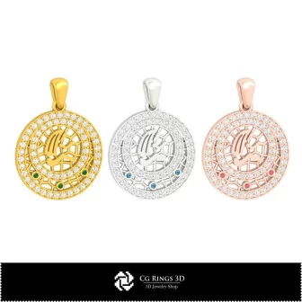 3D Virgo Zodiac Children Pendant Home, Bijoux 3D CAO, Pendentifs 3D CAO, Pendentifs du Zodiaque 3D, Pendentifs Enfants 3D