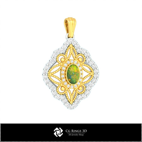 3D Pendant With Opal Home,  Jewelry 3D CAD, Pendants 3D CAD , 3D Opal Pendants