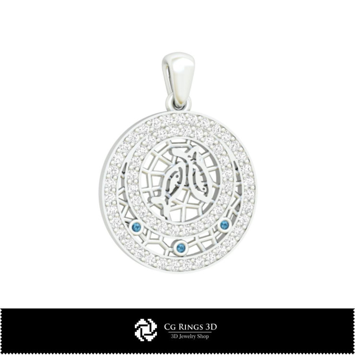 3D Pisces Zodiac Children Pendant