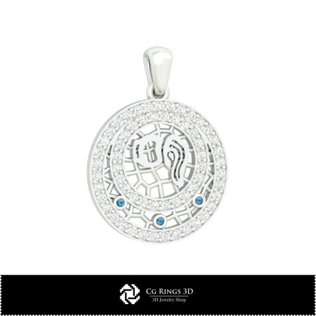 3D Aquarius Zodiac Children Pendant