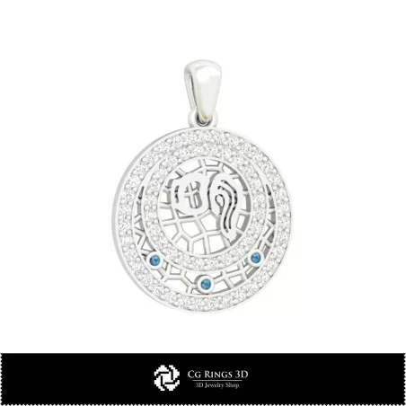 3D Aquarius Zodiac Children Pendant