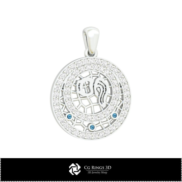 3D Aquarius Zodiac Children Pendant