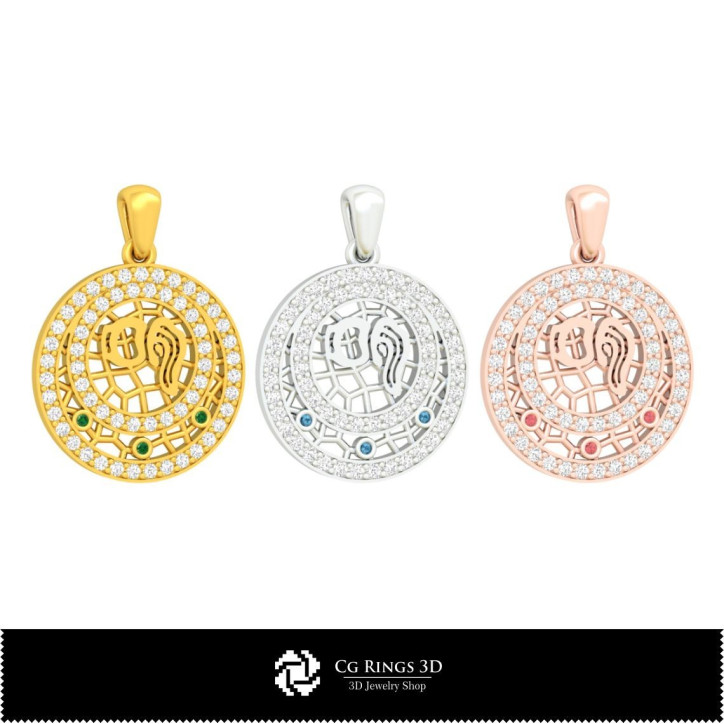 3D Aquarius Zodiac Children Pendant