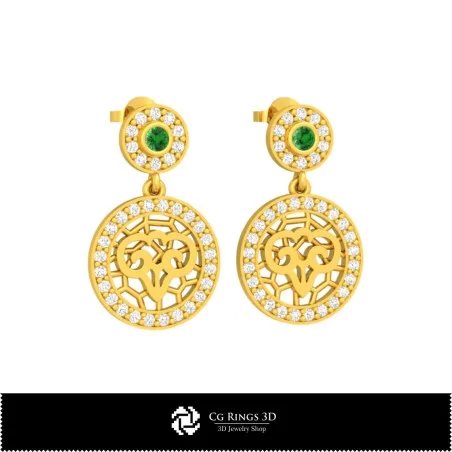 Boucles d'oreilles enfants Bélier 3D pour la maison, Bijoux CAO 3D, Boucles d'oreilles CAO 3D, Boucles d'oreilles diamant 3D,