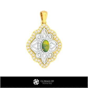 3D Pendant With Opal Home, Bijoux 3D CAO, Pendentifs 3D CAO, Pendentifs Opale 3D