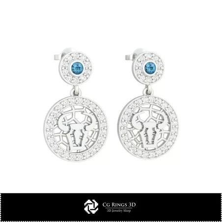 3D Taurus Zodiac Children Earrings