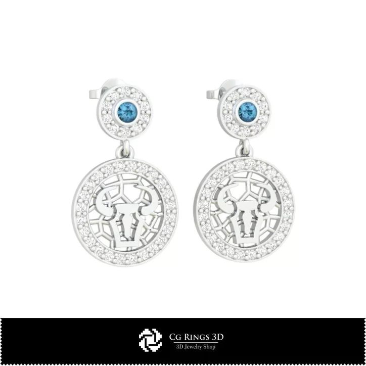 3D Taurus Zodiac Children Earrings