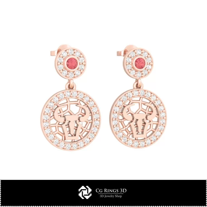 3D Taurus Zodiac Children Earrings