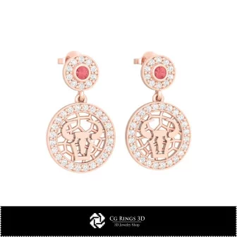 Boucles d'oreilles enfants Taureau 3D, bijoux DAO 3D, DAO boucles d'oreilles 3D, boucles d'oreilles diamant 3D, boucles