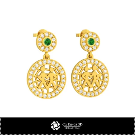Pendientes infantiles Géminis zodiacal 3D