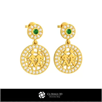 Boucles d'oreilles enfants Gémeaux 3D pour la maison, bijou CAO 3D, boucles d'oreilles CAO 3D, boucles d'oreilles diamant 3D,