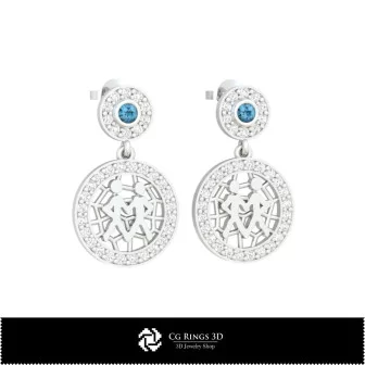 Boucles d'oreilles enfants Gémeaux 3D pour la maison, bijou CAO 3D, boucles d'oreilles CAO 3D, boucles d'oreilles diamant 3D,