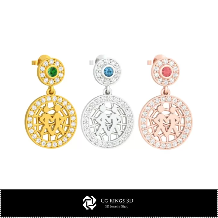 Pendientes infantiles Géminis zodiacal 3D