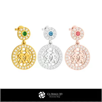 Cercei copii Gemeni 3D pentru casă, Bijuterii CAD 3D, Cercei CAD 3D, Cercei cu diamante 3D, Cercei pendul 3D, Cercei copii 3D