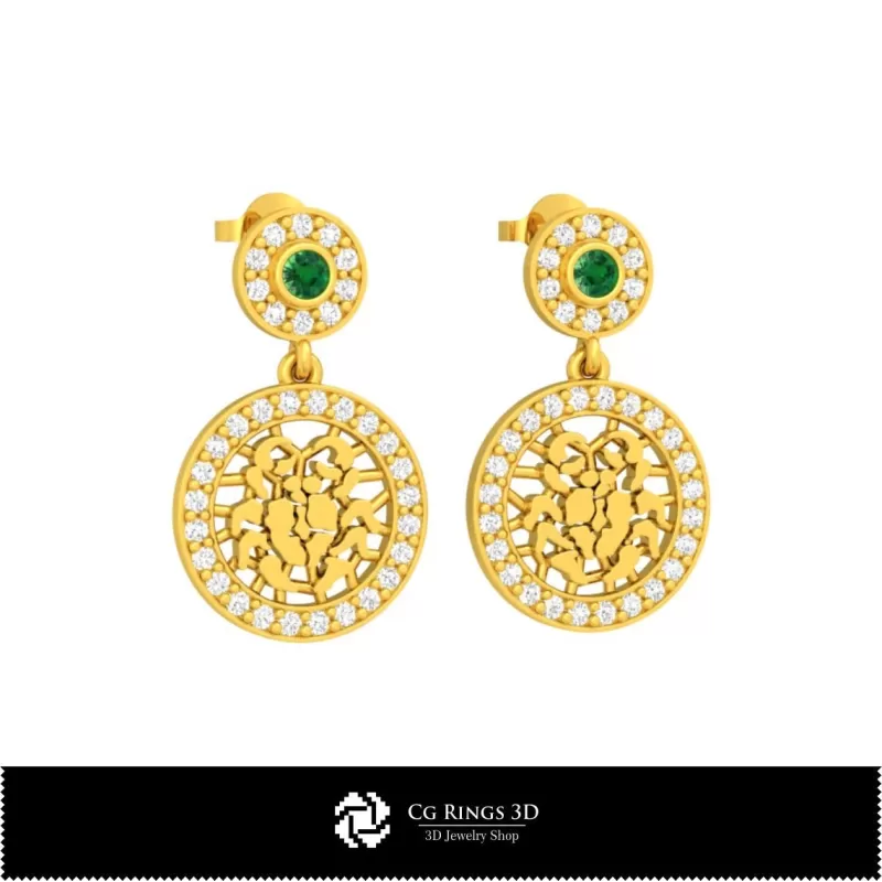 Boucles d'oreilles Enfants Cancer du Zodiaque 3D