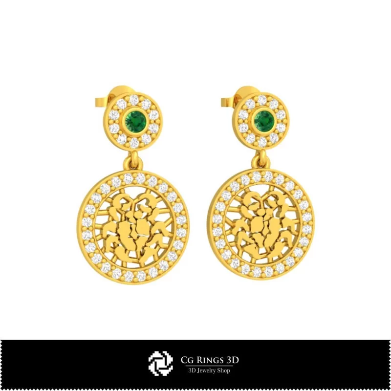 Boucles d'oreilles Enfants Cancer du Zodiaque 3D