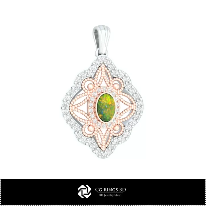 Pandantiv 3D cu Opal