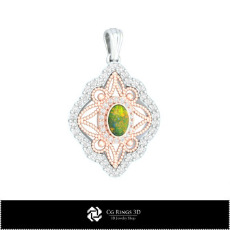 3D Pendant With Opal Home,  Jewelry 3D CAD, Pendants 3D CAD , 3D Opal Pendants