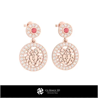 Boucles d'oreilles enfants 3D Cancer Zodiac à domicile, Bijoux 3D CAO, Boucles d'oreilles 3D CAO, Boucles d'oreilles diamant