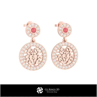 Pendientes infantiles Cáncer en 3D, joyería 3D CAD, pendientes 3D CAD, pendientes con diamante 3D, pendientes colgantes 3D,