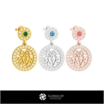 3D Cancer Zodiac Children Earrings Home, Bijuterii 3D , Cercei 3D CAD, Cercei cu Diamante 3D, Cercei Picatura 3D, Cercei Copii 