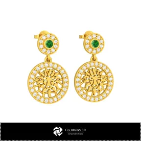 Pendientes infantiles Leo 3D, joyería CAD 3D, pendientes CAD 3D, pendientes con diamantes 3D, pendientes colgantes 3D,