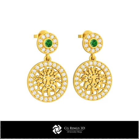 Boucles d'oreilles enfants 3D signe du zodiaque Lion, Bijoux DAO 3D, Boucles d'oreilles DAO 3D, Boucles d'oreilles diamant 3D,