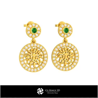 Boucles d'oreilles enfants 3D signe du zodiaque Lion, Bijoux DAO 3D, Boucles d'oreilles DAO 3D, Boucles d'oreilles diamant 3D,