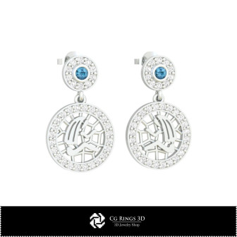 3D Virgo Zodiac Children Earrings Home, Bijoux 3D CAO, Boucles D'oreilles 3D CAO, Boucles D'oreilles Diamant 3D, Boucles D'oreil