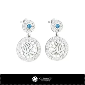 3D Virgo Zodiac Children Earrings Home, Bijoux 3D CAO, Boucles D'oreilles 3D CAO, Boucles D'oreilles Diamant 3D, Boucles D'oreil