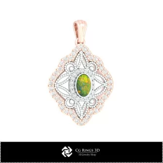 3D Pendant With Opal Home, Bijoux 3D CAO, Pendentifs 3D CAO, Pendentifs Opale 3D