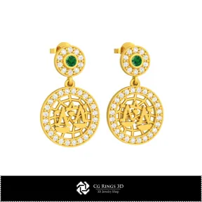 Boucles d'oreilles enfants 3D Balance zodiaque Maison, Bijoux DAO 3D, Boucles d'oreilles DAO 3D, Boucles d'oreilles diamant 3D,