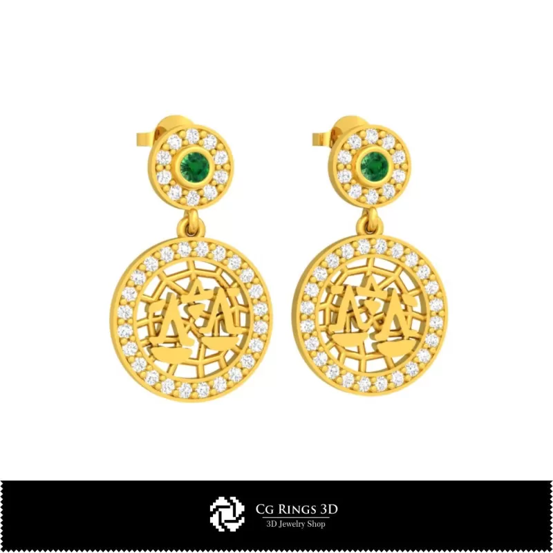 Pendientes infantiles Libra del zodiaco 3D