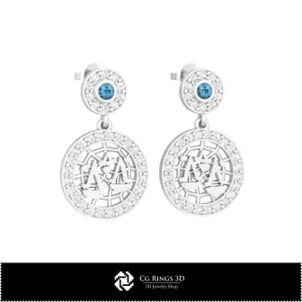 Pendientes infantiles 3D Libra del zodiaco para el hogar, joyería CAD 3D, pendientes CAD 3D, pendientes de diamantes 3D,