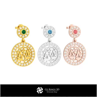 3D Libra Zodiac Children Earrings Home, Bijoux 3D CAO, Boucles D'oreilles 3D CAO, Boucles D'oreilles Diamant 3D, Boucles D'oreil