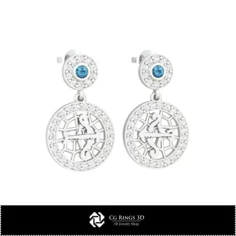 3D Sagittarius Zodiac Children Earrings Home, Bijoux 3D CAO, Boucles D'oreilles 3D CAO, Boucles D'oreilles Diamant 3D, Boucles D