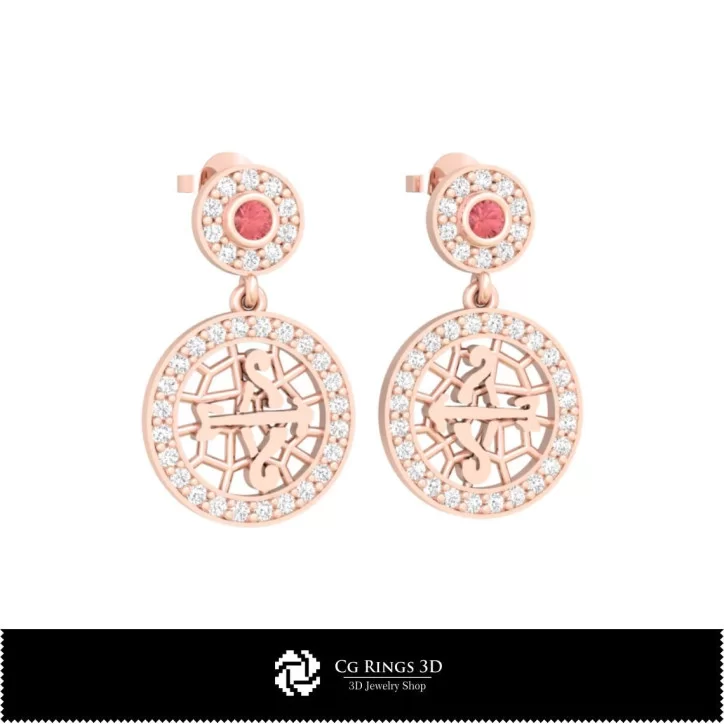 3D Sagittarius Zodiac Children Earrings