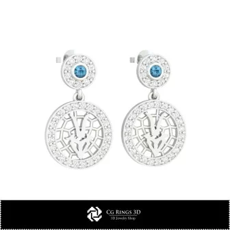 3D Capricorn Zodiac Children Earrings Home, Bijoux 3D CAO, Boucles D'oreilles 3D CAO, Boucles D'oreilles Diamant 3D, Boucles D'o