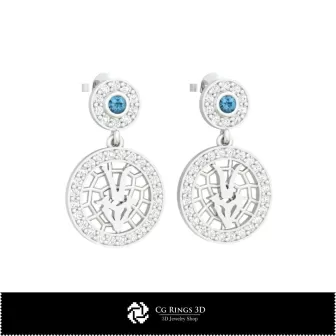 Boucles d'oreilles enfant Capricorne 3D, bijoux CAO 3D, boucles d'oreilles CAO 3D, boucles d'oreilles diamant 3D, boucles