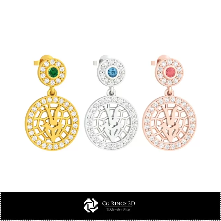 Boucles d'oreilles enfants Capricorne zodiaque 3D
