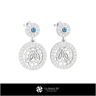 3D Pisces Zodiac Children Earrings Home, Jewelry 3D CAD, Earrings 3D CAD , 3D Diamond Earrings, 3D Drop Earrings, 3D Children E